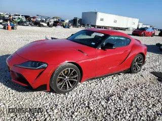 2021 Toyota GR Supra 2.0 with VIN WZ1DB2C0XMW043722, listed as a Copart auction lot 82909334 with 0 mi miles and Salvage Title. Bid and sale history available at carsss.com. Image 1.