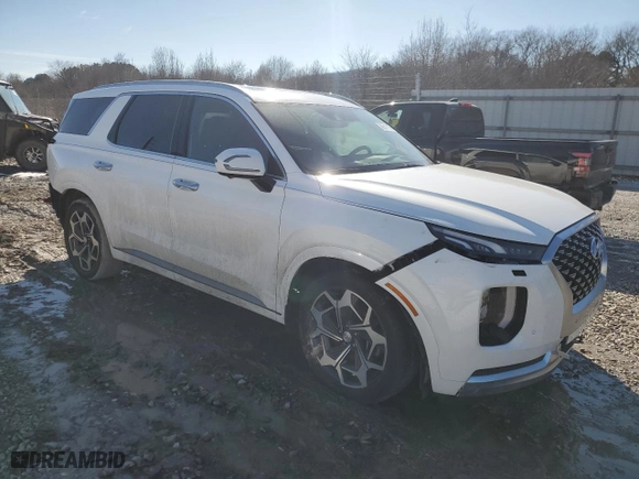 2022 Hyundai Palisade Calligraphy with VIN KM8R7DHE9NU349499, listed as a Copart auction lot 46511175 with 37,687 mi miles and Salvage Title. Bid and sale history available at carsss.com. Image 4.