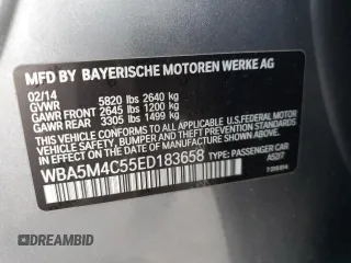 2014 BMW 5 Series 535i Gran Turismo xDrive z VIN WBA5M4C55ED183658, wystawiony jako Copart lot #82428474 z przebiegiem Nie podano mil oraz Szkoda całkowita • Salvage title. Historia ofert i sprzedaży dostępna na DreamBid. Obrazek 13.