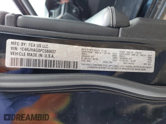 2023 Jeep Grand Cherokee Altitude with VIN 1C4RJHAG8PC580637, listed as a Copart auction lot 56832715 with 56,060 mi miles and Clean title. Bid and sale history available at DreamBid. Image 13.
