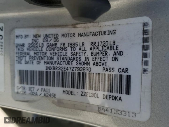 2007 Toyota Corolla CE with VIN 1NXBR32E47Z793830, listed as a Copart auction lot 50402245 with 195,154 mi miles and Salvage Title. Bid and sale history available at carsss.com. Image 14.