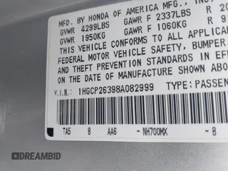 2008 Honda Accord LX z VIN 1HGCP26398A082999, wystawiony jako IAAI lot #42334731 z przebiegiem 207 955 mil mil oraz . Historia ofert i sprzedaży dostępna na DreamBid. Obrazek 9.