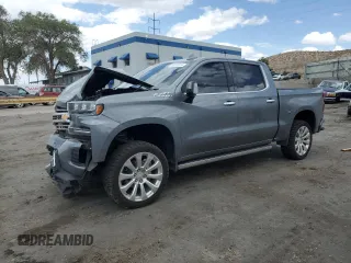 2020 Chevrolet Silverado 1500 High Country with VIN 3GCUYHET7LG422875, listed as a Copart auction lot 59733814 with 59,629 mi miles and Salvage Title. Bid and sale history available at carsss.com. Image 1.