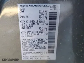2017 Nissan Pathfinder S with VIN 5N1DR2MM2HC909265, listed as a Copart auction lot 87209874 with 132,586 mi miles and Salvage Title. Bid and sale history available at carsss.com. Image 14.