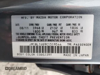 2012 Mazda Mazda3 i Sport with VIN JM1BL1UG9C1519544, listed as a Copart auction lot 42905425 with 135,544 mi miles and Salvage Title. Bid and sale history available at carsss.com. Image 14.