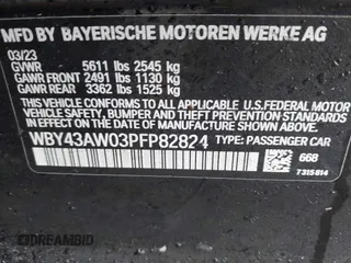 2023 BMW i4 eDrive35 z VIN WBY43AW03PFP82824, wystawiony jako IAAI lot #41468805 z przebiegiem 9 mil mil oraz . Historia ofert i sprzedaży dostępna na DreamBid. Obrazek 9.