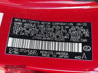 2024 Lexus UX with VIN JTHX6JBH8R2182245, listed as a IAAI auction lot 41205289 with 11,421 mi miles. Bid and sale history available at carsss.com. Image 9.