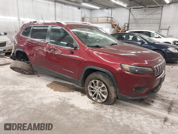 2019 Jeep Cherokee Latitude Plus with VIN 1C4PJMLX0KD185576, listed as a IAAI auction lot 40929611 with 105,546 mi miles and . Bid and sale history available at DreamBid. Image 1.