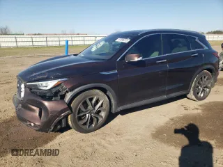 2020 Infiniti QX50 LUXE with VIN 3PCAJ5M14LF113781, listed as a Copart auction lot 47896375 with 75,346 mi miles and Salvage Title. Bid and sale history available at carsss.com. Image 1.