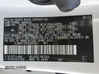 2012 Lexus GX 460 с VIN JTJBM7FX3C5049501, выставлен на аукционе Copart как лот 56763065 с пробегом 174 239 миль миль и Списание • Salvage title. История ставок и продаж доступна на DreamBid. Изображение 13.