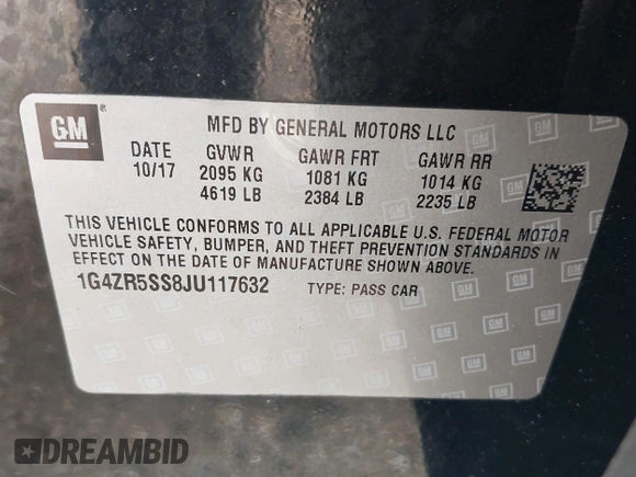 2018 Buick LaCrosse Premium with VIN 1G4ZR5SS8JU117632, listed as a IAAI auction lot 41997098 with 77,581 mi miles and . Bid and sale history available at DreamBid. Image 9.