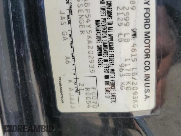 1989 Ford Taurus z VIN 1FABP54Y5KA202935, wystawiony jako Copart lot #59355304 z przebiegiem 67 510 mil mil oraz Szkoda całkowita • Salvage title. Historia ofert i sprzedaży dostępna na DreamBid. Obrazek 12.