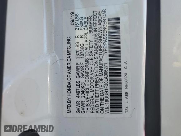2020 Acura TLX with VIN 19UUB1F30LA006271, listed as a Copart auction lot 43002645 with 84,303 mi miles and Salvage Title. Bid and sale history available at carsss.com. Image 14.