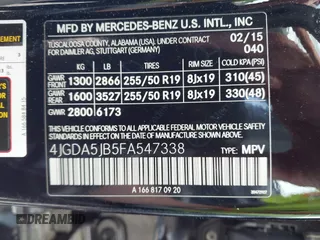 2015 Mercedes-Benz M 350 с VIN 4JGDA5JB5FA547338, выставлен на аукционе IAAI как лот 40847468 с пробегом 144 658 миль миль и . История ставок и продаж доступна на DreamBid. Изображение 9.