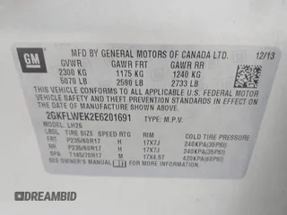 2014 GMC Terrain SLE с VIN 2GKFLWEK2E6201691, выставлен на аукционе IAAI как лот 42107460 с пробегом Не указан миль и . История ставок и продаж доступна на DreamBid. Изображение 9.
