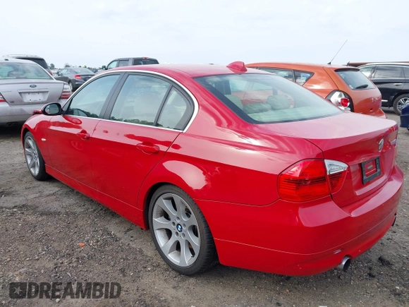 2007 BMW 3 Series 335i with VIN WBAVB73577PA87431, listed as a IAAI auction lot 41843603 with 99,329 mi miles. Bid and sale history available at carsss.com. Image 3.