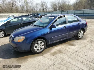 2009 Kia Spectra EX with VIN KNAFE222595620247, listed as a Copart auction lot 53828625 with 191,968 mi miles and Salvage Title. Bid and sale history available at carsss.com. Image 1.