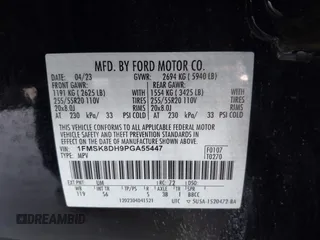 2023 Ford Explorer XLT с VIN 1FMSK8DH9PGA55447, выставлен на аукционе IAAI как лот 41799205 с пробегом 22 767 миль миль и . История ставок и продаж доступна на DreamBid. Изображение 9.