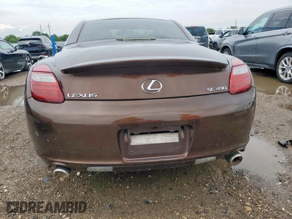 2006 Lexus SC 430 z VIN JTHFN48Y669001119, wystawiony jako Copart lot #58327505 z przebiegiem 76 854 mil mil oraz Szkoda całkowita • Salvage title. Historia ofert i sprzedaży dostępna na DreamBid. Obrazek 6.