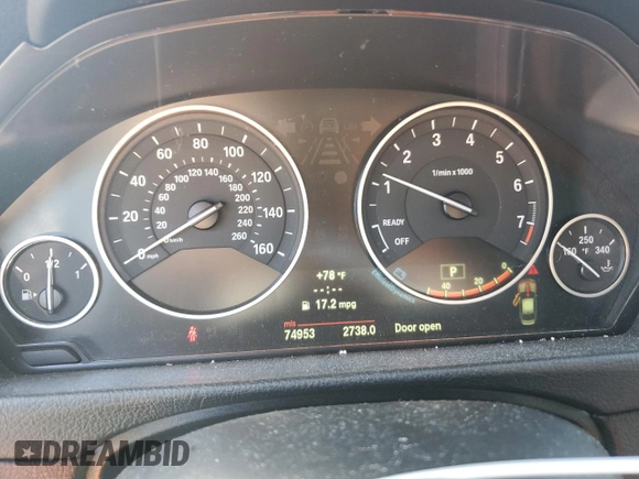 2013 BMW 3 Series 328i xDrive with VIN WBA3B5C56DF593469, listed as a Copart auction lot 62335655 with 74,953 mi miles and Clean title. Bid and sale history available at DreamBid. Image 9.