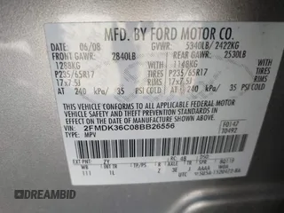 2008 Ford Edge SE with VIN 2FMDK36C08BB26556, listed as a IAAI auction lot 41819875 with 222,018 mi miles. Bid and sale history available at carsss.com. Image 9.