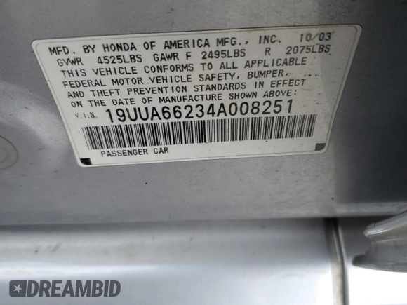 2004 Acura TL with VIN 19UUA66234A008251, listed as a Copart auction lot 47762785 with 122,208 mi miles and Salvage Title. Bid and sale history available at carsss.com. Image 13.