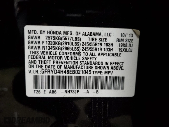 2014 Acura MDX Technology with VIN 5FRYD4H48EB021045, listed as a Copart auction lot 56989335 with 225,400 mi miles and Non repairable. Bid and sale history available at DreamBid. Image 13.