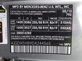 2013 Mercedes-Benz M-Class ML 350 with VIN 4JGDA5HB9DA244565, listed as a IAAI auction lot 41935797 with 152,495 mi miles. Bid and sale history available at carsss.com. Image 9.