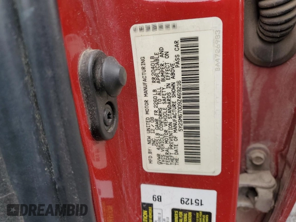 2009 Pontiac Vibe with VIN 5Y2SM67009Z469216, listed as a Copart auction lot 43930835 with 203,852 mi miles and Salvage Title. Bid and sale history available at carsss.com. Image 14.