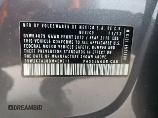 2013 Volkswagen Jetta S with VIN 3VW2K7AJ8DM400911, listed as a Copart auction lot 63826825 with 127,617 mi miles and Salvage title. Bid and sale history available at DreamBid. Image 12.