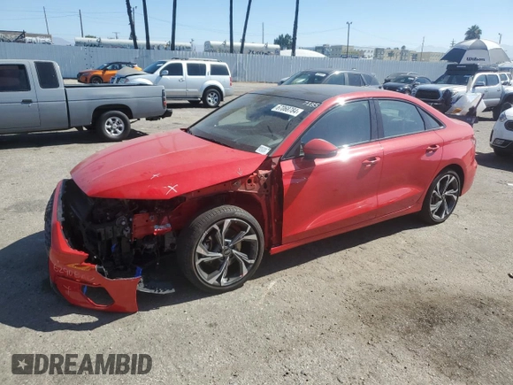 2023 Audi A3 Premium with VIN WAUGUDGY7PA027185, listed as a Copart auction lot 67068784 with 13,254 mi miles and Salvage Title. Bid and sale history available at carsss.com. Image 1.