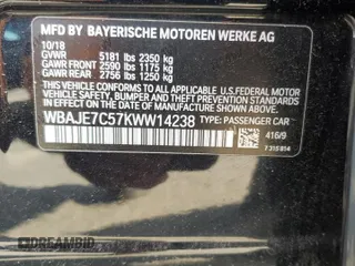 2019 BMW 5 Series 540i xDrive with VIN WBAJE7C57KWW14238, listed as a Copart auction lot 67701274 with Not Provided miles and Salvage Title. Bid and sale history available at carsss.com. Image 12.