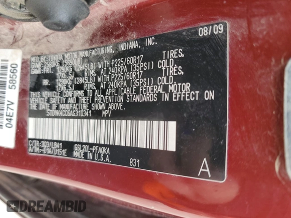 2010 Toyota Sienna XLE with VIN 5TDYK4CC6AS310341, listed as a Copart auction lot 50809875 with 232,115 mi miles and Clean Title. Bid and sale history available at carsss.com. Image 13.