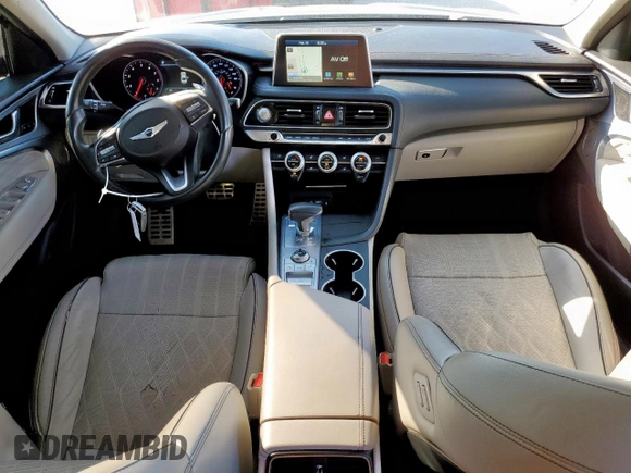 2019 Genesis G70 Advanced with VIN KMTG34LE1KU027824, listed as a Copart auction lot 46900135 with 42,325 mi miles and Salvage title. Bid and sale history available at DreamBid. Image 8.