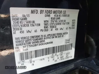 2016 Ford F-250 Lariat with VIN 1FT7W2BT3GEA26556, listed as a IAAI auction lot 41654334 with 179,248 mi miles and . Bid and sale history available at DreamBid. Image 9.