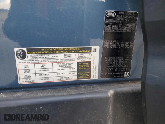 2020 Land Rover Defender SE z VIN SALEPEEU6L2025416, wystawiony jako Copart lot #85045544 z przebiegiem 36 906 mil mil oraz Szkoda całkowita • Salvage title. Historia ofert i sprzedaży dostępna na DreamBid. Obrazek 14.