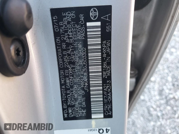 2016 Scion iM with VIN JTNKARJE3GJ503302, listed as a Copart auction lot 46752265 with 125,763 mi miles and Salvage Title. Bid and sale history available at carsss.com. Image 14.
