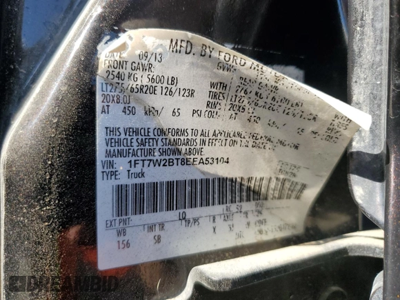 2014 Ford Super Duty F-250 SRW XL with VIN 1FT7W2BT8EEA53104, listed as a Copart auction lot 47378485 with 0 mi miles and Salvage Title. Bid and sale history available at carsss.com. Image 12.