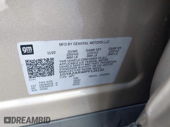 2023 Cadillac XT4 FWD Luxury z VIN 1GYAZAR40PF135132, wystawiony jako IAAI lot #41684609 z przebiegiem 12 164 mil mil oraz . Historia ofert i sprzedaży dostępna na DreamBid. Obrazek 9.