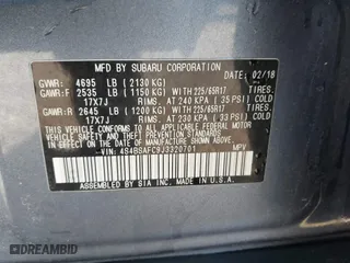 2018 Subaru Outback Premium with VIN 4S4BSAFC9J3320701, listed as a IAAI auction lot 41963840 with 230,159 mi miles. Bid and sale history available at carsss.com. Image 9.