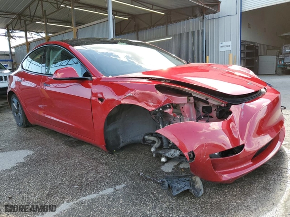 2023 Tesla Model 3 with VIN 5YJ3E1EA9PF447427, listed as a Copart auction lot 51603385 with 99,593 mi miles and Non Repairable. Bid and sale history available at carsss.com. Image 4.