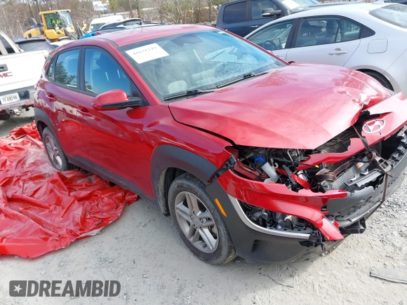 2022 Hyundai Kona Preferred with VIN KM8K22AB9NU856973, listed as a IAAI auction lot 41621249 with 65,291 mi miles. Bid and sale history available at carsss.com. Image 1.