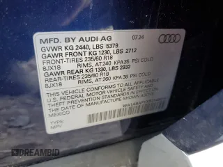 2024 Audi Q5 Premium z VIN WA1ABAFYXR2146614, wystawiony jako Copart lot #57276165 z przebiegiem 15 182 mil mil oraz Szkoda całkowita • Salvage title. Historia ofert i sprzedaży dostępna na DreamBid. Obrazek 12.