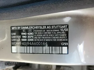 2004 Mercedes-Benz C 230 Kompressor with VIN WDBRF40J94A600164, listed as a Copart auction lot 49136345 with Not Provided miles and Salvage Title. Bid and sale history available at DreamBid. Image 12.