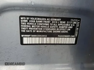 2012 Volkswagen CC R-Line with VIN WVWMP7ANXCE552032, listed as a Copart auction lot 53165885 with 120,589 mi miles and Salvage title. Bid and sale history available at DreamBid. Image 12.