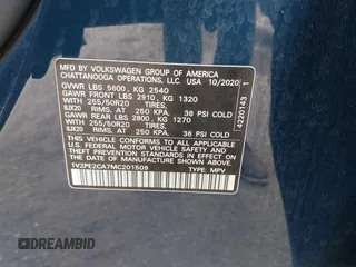 2021 Volkswagen Atlas SE with VIN 1V2PE2CA7MC201509, listed as a IAAI auction lot 42657943 with 71,197 mi miles and . Bid and sale history available at DreamBid. Image 9.