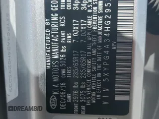 2017 Kia Sorento LX with VIN 5XYPG4A34HG295233, listed as a Copart auction lot 52551425 with 183,229 mi miles and Salvage Title. Bid and sale history available at carsss.com. Image 15.