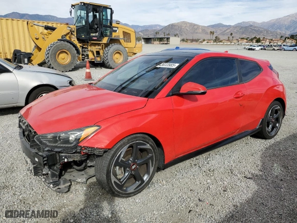 2019 Hyundai Veloster Turbo R-Spec with VIN KMHTH6AB5KU005369, listed as a Copart auction lot 43833985 with 52,768 mi miles and Salvage Title. Bid and sale history available at carsss.com. Image 1.