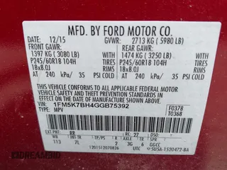 2016 Ford Explorer z VIN 1FM5K7BH4GGB75392, wystawiony jako IAAI lot #41878443 z przebiegiem 121 649 mil mil oraz . Historia ofert i sprzedaży dostępna na DreamBid. Obrazek 9.