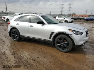 2016 Infiniti QX70 with VIN JN8CS1MW4GM400288, listed as a Copart auction lot 51423095 with 115,733 mi miles and Salvage Title. Bid and sale history available at carsss.com. Image 4.